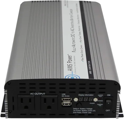 Vista 2 de AIMS, inversor con poder de 1500 Watt con cargador de 10 Amp y apagado automático.