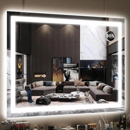 Vista 33 de FENNIO - Espejo de tocador con luces, espejo de maquillaje iluminado LED, pantalla táctil con 3 modos de iluminación, regulable, para mesa