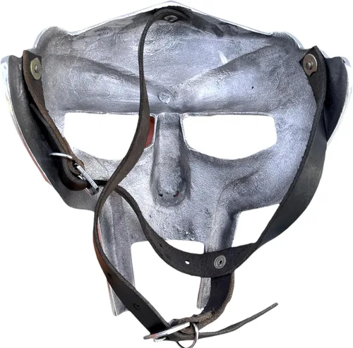 Vista 6 de MF Doom Máscara medieval vikingo DoomMask, casco de gladiador romano, accesorio de disfraz de Halloween DoomMask.