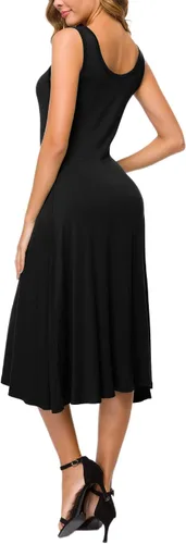 Vista 5 de Urban CoCo Vestido midi acampanado sin mangas con cuello en U para mujer