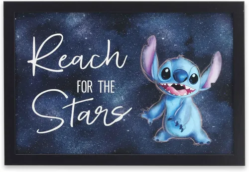 Vista 9 de Disney Lilo and Stitch Always Look On the Bright Side - Arte de pared de madera enmarcado Bonito arte de pared de puntada para decoración del hogar