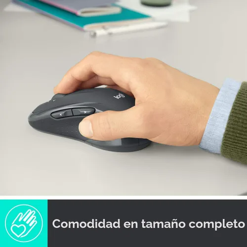 Vista 2 de Logitech M510 - Mouse inalámbrico, ratón para laptop y PC con receptor unificador USB, botones programables - Grafito