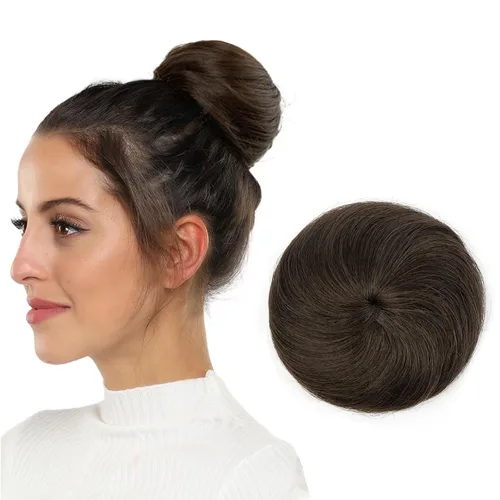 Vista 11 de Moño de Cabello Humano 100%, Moño Desordenado Pieza de Cabello Extensiones de Cabello Humano Real Moño de Cabello Rizado Natural Piezas de Cabello