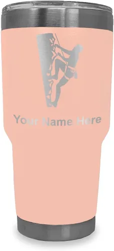 Vista 24 de LaserGram 20oz Vacuum Insulated Tumbler Mug, Rock Climber, Personalized Engraving Included (Coral)