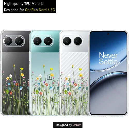 Vista 8 de Unov Funda para OnePlus Nord 4 5G, ramo de flores Patrón en relieve transparente, antideslizante, protector delgado a prueba de golpes, TPU