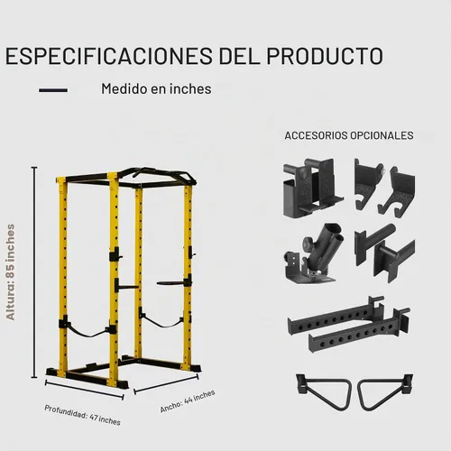 Vista 6 de HulkFit Pro Series Power Cage y accesorios de gimnasio en casa - Amarillo