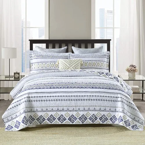Vista 12 de SahSahCasa Juego de edredón, tamaño Queen, juego de ropa de cama 100% algodón, colcha reversible ligera con diseño floral de patchwork para cama