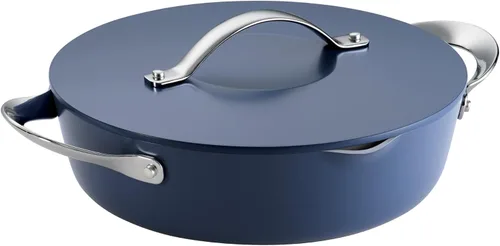 Vista 2 de Tramontina Fiora - Sartén antiadherente de cerámica con tapa de 4.25 Azul
