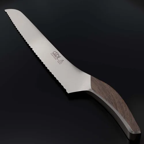 Vista 5 de Gude SYNCHROS Series Cuchillo de pan dentado forjado de 12 pulgadas, mango de roble ahumado