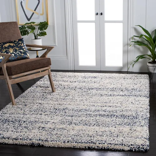 Vista 23 de SAFAVIEH Hudson Shag Collection - Alfombra decorativa de 2 x 3 pies, color marfil y azul marino, no desprende pelusa y de fácil cuidado, 2 pulgadas