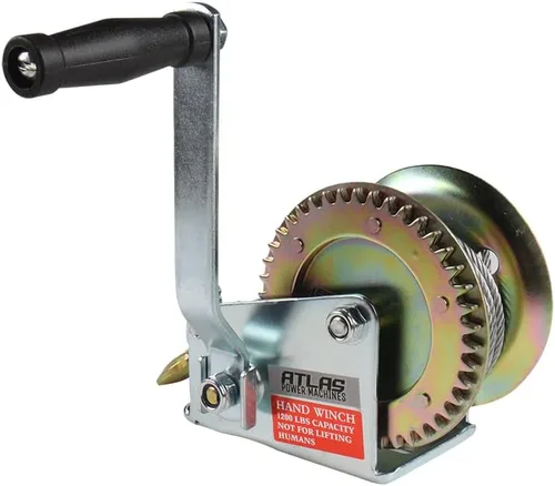 Vista 9 de South Bend Components Atlas Power Machines - Cabrestante manual para barco/remolque, 600 libras con cable de acero resistente