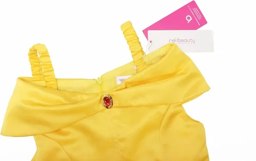 Vista 4 de ReliBeauty - Disfraz de princesa con capas y accesorios color amarillo