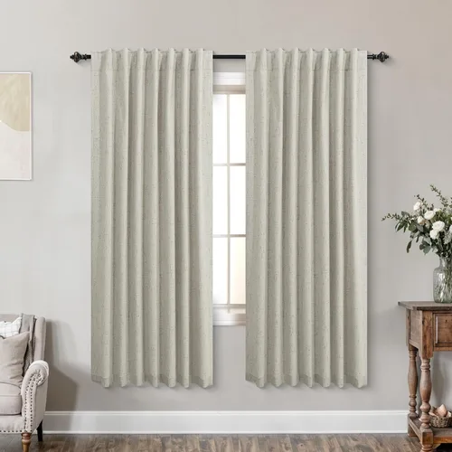 Vista 118 de KOUFALL - Cortinas de medio estilo francés de lino para ventana, juego de 2 cortinas cortas de 40 pulgadas de longitud, para privacidad, cortinas