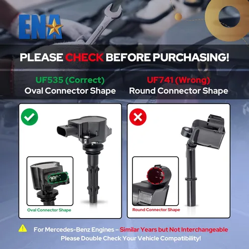 Vista 2 de ENA 1 paquete de bobinas de encendido compatible con Mercedes-Benz 3.0L 3.5L 4.6L 5.5L C230 C280 C300 C350 CLK350 E350 GLK350 ML350 R350 S400 SLK280