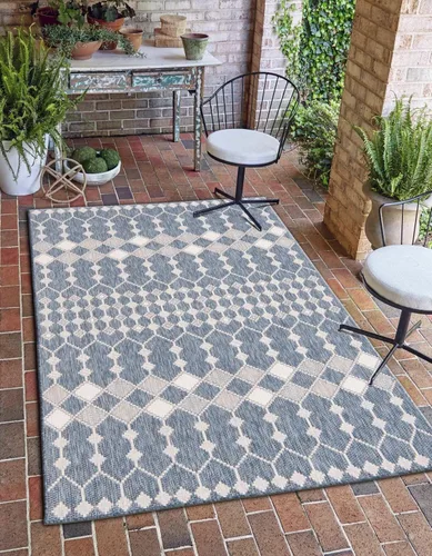 Vista 10 de Unique Loom Outdoor Trellis Collection - Alfombra de área - Traliccio (2 pies 2 pulgadas x 3 pies 1 pulgada, rectangular, carbón/marfil)