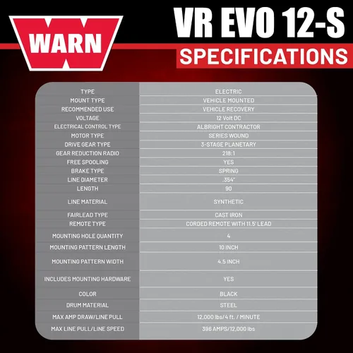 Vista 5 de WARN 103250 VR EVO 8 - Cabrestante estándar con cable de acero