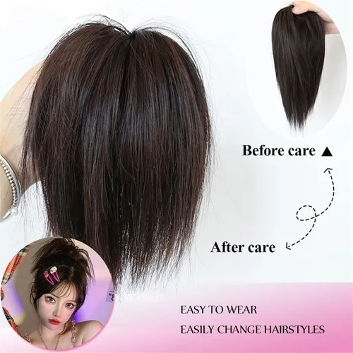 Vista 4 de GRFIT Extensiones de moño de cabello sintético, extensiones de moño desordenadas, esponjosas, de cabello lacio, banda elástica, moño, extensiones