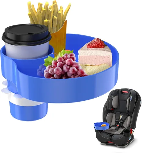 Vista 12 de Bandeja de asiento de automóvil para niños, bandeja de viaje con portavasos para bebé, asiento de automóvil para niños, organizador de aperitivos