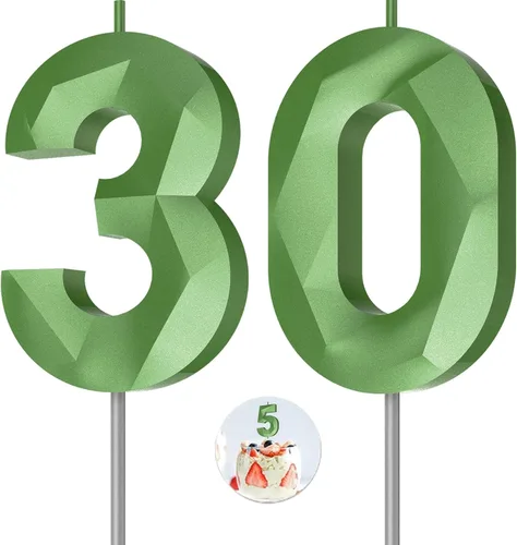 Vista 10 de Velas de cumpleaños con números (0 velas negras), forma de diamante 3D, decoración de pastel de feliz cumpleaños para niños y hombres, cumpleaños
