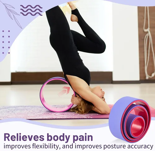 Vista 6 de Simgoing Juego de 3 ruedas de yoga ABS de 660 libras de rodillo de espuma para dolor de espalda y estiramiento de la rueda trasera para masaje