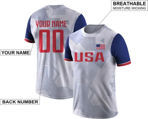 Vista 2 de Camisetas personalizadas de fútbol personalizadas, añade tu número de nombre, regalos para fanáticos del deporte, para hombres, mujeres y jóvenes
