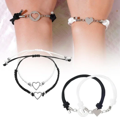 Vista 7 de 1 paquete de pulseras para parejas para mujeres y hombres, atracción de corazón y amor, pulsera a juego, regalos para novio, novia, mejor amigo