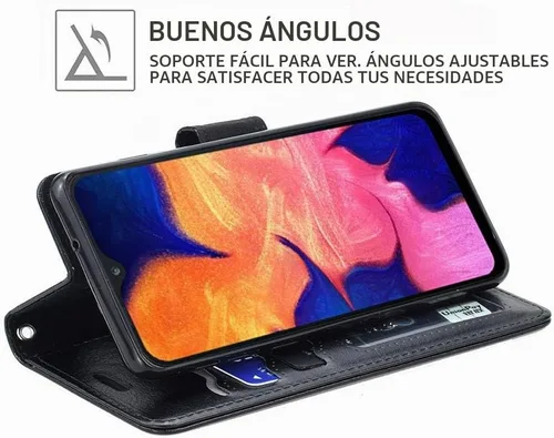 Vista 3 de Funda para Galaxy A10E, funda tipo cartera para Galaxy A10E, piel sintética de alta calidad, funda protectora con ranuras para tarjetas y soporte