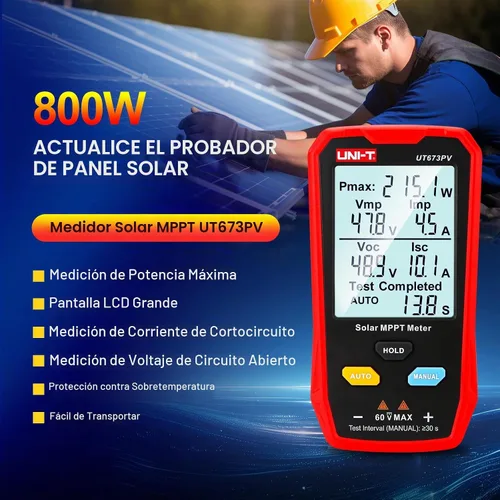 Vista 2 de UNI-T Probador del panel solar UT673PV, metro solar de MPPT