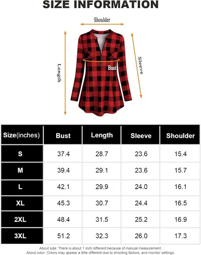 Vista 4 de Tanst Sky - Blusas de túnica con cuello en V con cremallera de manga larga para mujer