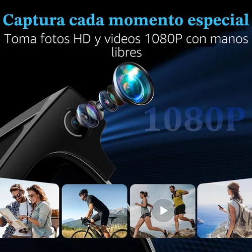 Vista 2 de Gafas Inteligentes AI con Cámara de 8MP, Video 4K y Foto HD, Audio Bluetooth, Asistente de Voz AI, Traducción en Tiempo Real, Reconocimiento