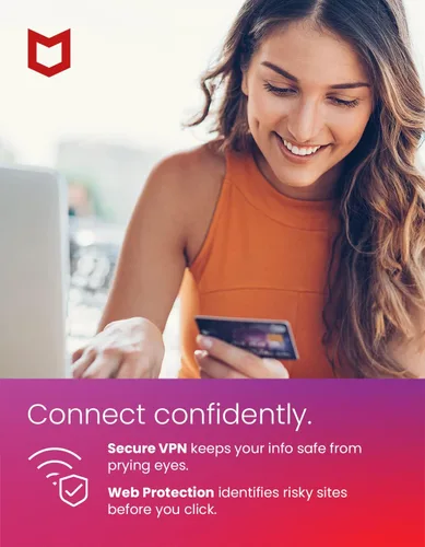 Vista 2 de McAfee Protección total 2022 3 dispositivos Software de seguridad antivirus de Internet VPN, administrador de contraseñas, monitoreo de web