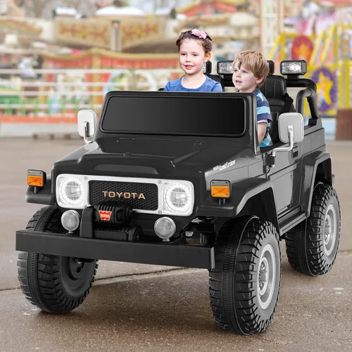 Vista 8 de Costzon Auto de 2 plazas, camión Toyota FJ40 con licencia de 12 V con control remoto de 2.4 G, suspensión de resorte, caja de almacenamiento, luces