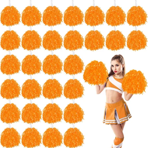 Vista 8 de 60 piezas de pompones de animadora a granel, conjuntos de pompones de animadora, pompones de animadora de papel metálico, divertidos y llenos