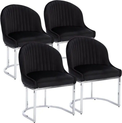 Vista 28 de Juego de 2 sillas de comedor de terciopelo, sillas de comedor tapizadas con patas de metal dorado, sillas auxiliares modernas para cocina, sillas