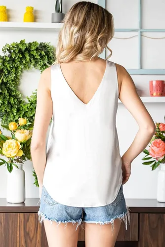 Vista 5 de Bysan Camisetas sin mangas de seda para mujer, lindas camisetas de verano para mujer