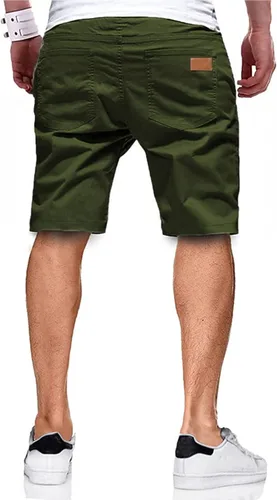 Vista 2 de Pantalones cortos de algodón para hombre, estilo casual, de ajuste clásico, con 4 bolsillos, para verano, playa