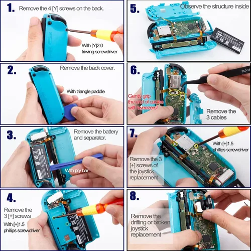 Vista 5 de Joycon Joystick Replacement 4 Pack for Fix Drift Nintendo Switch Joy-Con Controller & Switch Lite Joystick Parts Replacement LeftRight Analog Thumb
