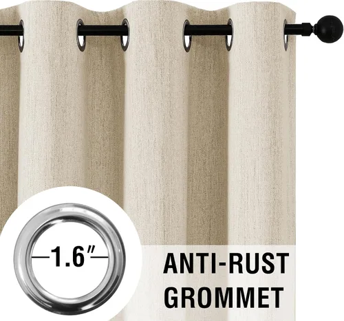 Vista 4 de H.VERSAILTEX Cortinas opacas de lino chenilla para dormitorio, térmicamente aisladas, cortinas texturizadas con aspecto de lino con revestimiento