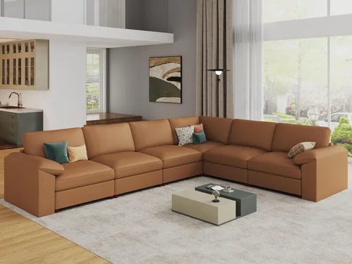 Vista 102 de EASE MOOSE Sofá modular seccional, sofá en forma de U para sala de estar Beige