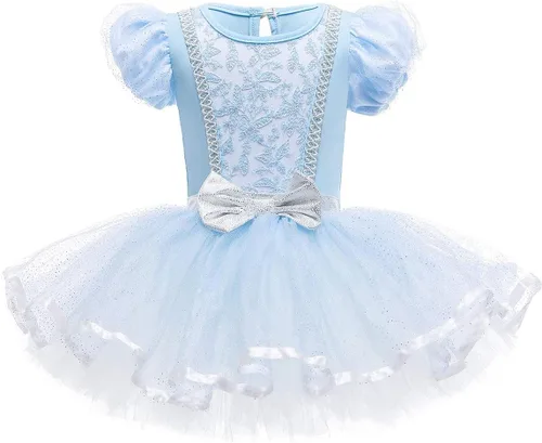 Vista 4 de Leotardos de princesa para niñas con falda de ballet y tutú para Halloween, Navidad, fiesta de cumpleaños, vestido elegante