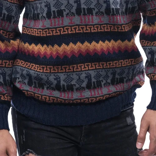Vista 6 de Gamboa Suéter de alpaca para hombre, suéteres de lana, cuello redondo, suéter de punto para hombres