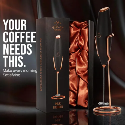 Vista 224 de Zulay Milk Boss Espumador de leche potente manual, hace espuma para latte, batidor para mezclar bebidas, café, miniespumador para capuchino, frappé