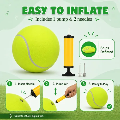 Vista 7 de INSUM Pelota de tenis gigante de 9.5 pulgadas, pelota de juguete grande para perros para jugar al aire libre, cumpleaños para perros grandes, ideal