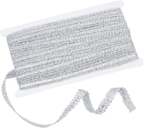 Vista 8 de GORGECRAFT 15 yardas de cinta tejida con borde metálico, diseño de trenza de poliéster para coser, con purpurina, adornos decorativos