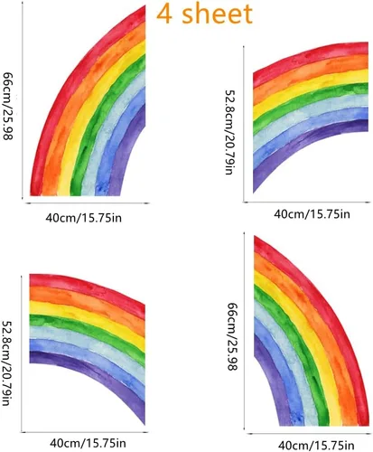 Vista 6 de Calcomanías de arco iris para pared, calcomanías de pared de Escandinavia, removibles, despegar y pegar, sala de estar, dormitorio de niñas, jardín
