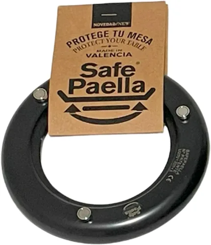 Vista 3 de Kit de paella segura – 4 porciones/12 pulgadas esmaltado paella + salvamanteles magnéticos redondos individuales negros de 6 pulgadas + 2 soportes