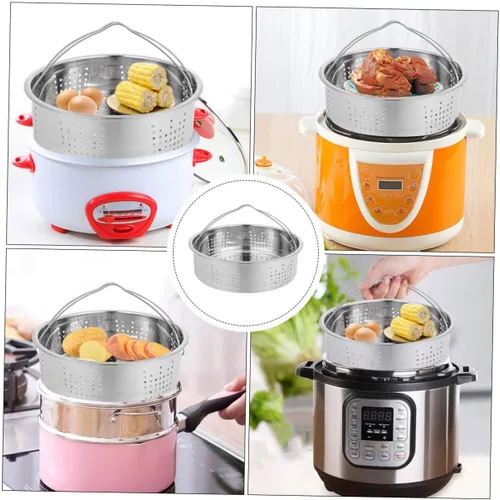 Vista 6 de BESTOYARD Vaporizador portátil para bolas de masa hervida, cesta de vapor, bandeja de vapor, inserto de mariscos, vaporizador tamal, olla de vapor
