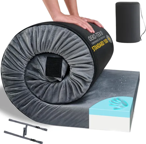 Vista 14 de HomeMate CertiPUR-US - Colchón de espuma viscoelástica para campamento, portátil, enrollable para adultos, colchoneta para dormir, colchoneta