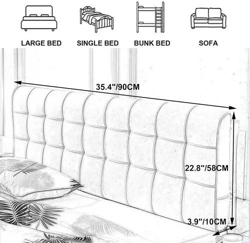 Vista 7 de Cojín tapizado para cabecero, cabecero autoadhesivo tamaño Queen, almohada de lectura para cama de día, almohada de pared para dormitorio, cama