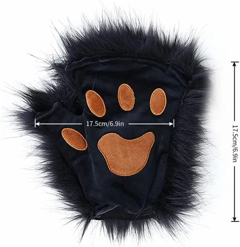 Vista 3 de Angela0123 - 1 juego de guantes de diadema con orejas de zorro de felpa diadema de lolita cola de gato cosplay para mujer fiesta de máscaras pelo
